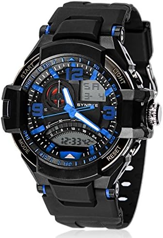 VBBARC Men's watch Dual Time Waterproof Sports Analog-Digital Black Watches' with LED Backlight