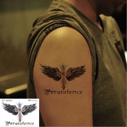 GeAiFei Waterproof High Quality Temporary Tattoo Sticker "Persistence" - 11.5*13 cm