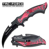 Tac-Force Carbon Spider Assisted Action Open Karambit Knife - Red