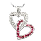 Always In My Heart Engraved Diamond And Ruby Heart Pendant Romantic Jewelry Gift by The Bradford Exchange