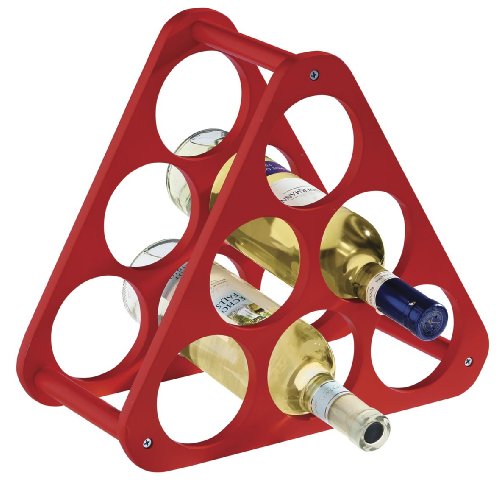 Premier Housewares Triangular 6 Bottle Wine Rack, Red