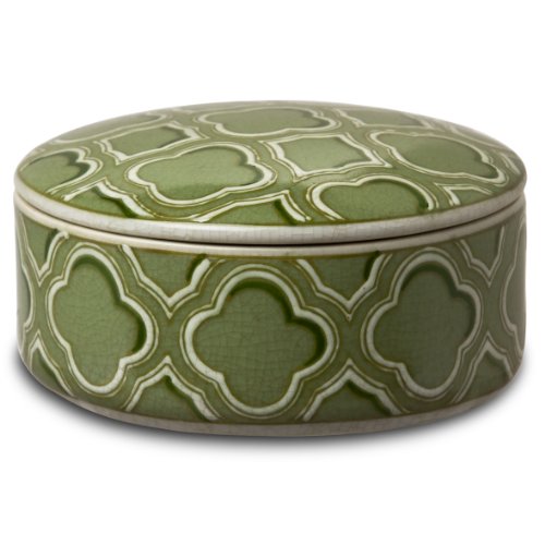 HomArt Quatrefoil Porcelain Round Box