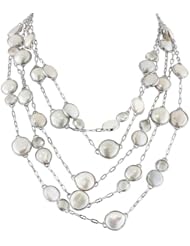 Honora "Cloud" White Freshwater Cultured Pearl and Crystal Multi-Row Necklace, 18"