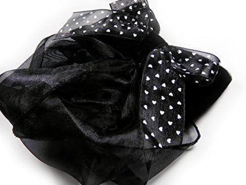 Satin & Velvet Black Polka Heart Bow Barrette Snood Hair Net Hair Band so Sexy