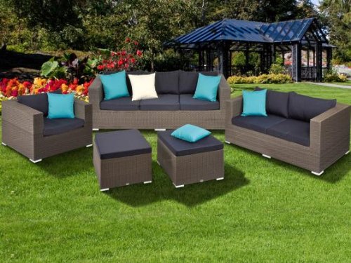Lounge Sitzgarnitur Arta 2 aus Polyrattan, grau, 5-teilig Lounge Sitzgarnitur Arta 2 aus Polyrattan, grau, 5-teilig