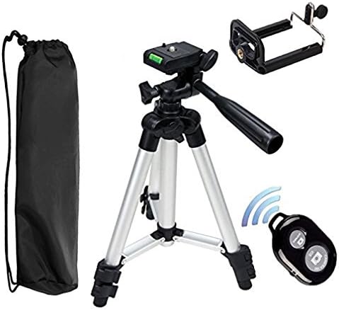 Aix 40" Inch Aluminum Camera Tripod + Universal Smartphone Holder Mount + Bluetooth Wireless Remote Control Camera Shutter for iPhone 6s 6 6 Plus 5s 5, Samsung Galaxy S6 S6 Edge S5 S4 etc