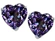 Original Star K(tm) 7mm Heart Shape Simulated Alexandrite Earring Studs in .925 Sterling Silver