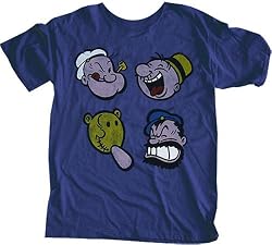 Popeye Happy Faces Light Navy T-Shirt Tee