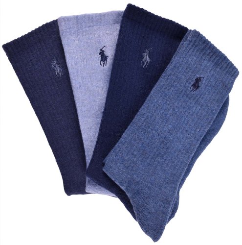 Polo Ralph Lauren Men's 4 Pack Socks Assorted Colors-Navy Blue/Blue-10-13