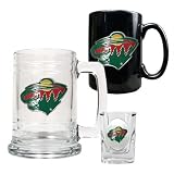 NHL Minnesota Wild 15-Ounce Tankard, 15-Ounce Ceramic Mug & 2-Ounce Shot Glass Set - Primary Logo
