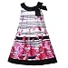 Rare Editions Small Girl 4-6X BLACK WHITE FUCHSIA-PINK FLORAL BORDER BOW NECKLINE Special Occasion Wedding Flower Girl Party Dress