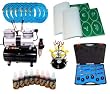 COMPLETE 6 STATION PROFESSIONAL "PREMIUM" TEMPORARY TATTOO AIRBRUSHING SYSTEM with High Performance Compressor and 8 1 Onuce bottles of Airbrush Tattoo Paint
