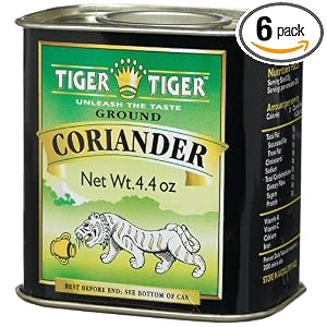 Tiger Tiger Indian Spices Ground Coriander 4.4 Ounce Tins Pack of 6 by Tiger Tiger