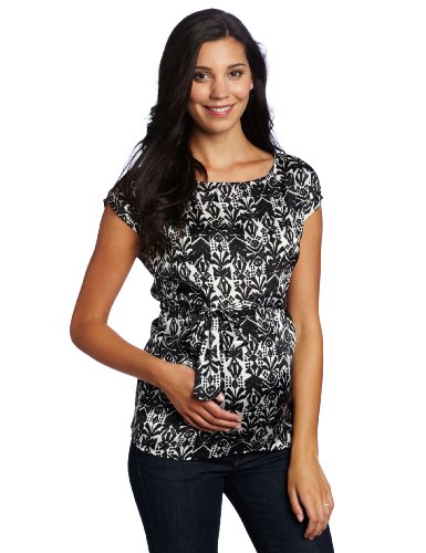 Three Seasons Maternity Women's Short Sleeve Print Woven Top