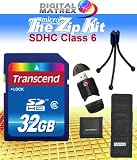 TheZipKit IV for Transcend 32GB Class 6 SDHC Card (TS32GSDHC6) Includes: 32GB Flash Card, SD/SDHC/MMC Flash Card Reader/Writer, Mini Bendable Tripod and our 3-Fold Memory Card Wallet.