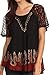 Sakkas Cora Relaxed Fit Batik Design Embroidery Cap Sleeves Blouse / Top