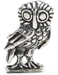 Melina World Jewellery - Owl of Wisdom Athena / Búho de la Sabiduría - 4008 - Sterling Silver 925 - Handmade in Greece and inspired by Olympic, Greek and Mediteranean history and motives. Beads fits Biagi. Chamilia, Pandora and Trollbeads etc.