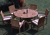 New 7 Pc Luxurious Grade-A Teak Dining Set - 60