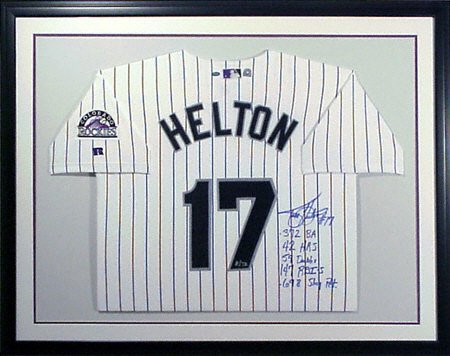 Buy Todd Helton Colorado Rockies Framed Autographed White Home Jersey with Inscription by Mounted Memories now!