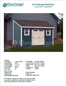 14' Deluxe Back Yard Storage Shed Project Plans, Lean To / Slant Roof