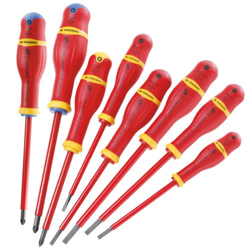  Facom - ADJ8VE_20846 - Jeu de 8 tournevis Protwist isolés 1000V ADJ8VE - Pour travaux sous tension jusqu'à 1000V.