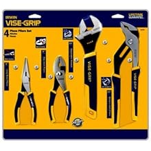 Irwin Industrial Tools 2078705 Long Nose, Slip Joint, Adjustable Wrench and Groove Joint ProPliers Set, 4-Piece