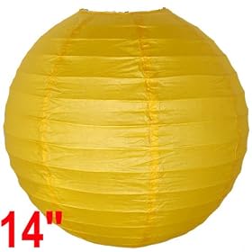 Dark Yellow Chinese Japanese Paper Lantern Lamp 14 Diameter - Just Artifacts Brand by Just Artifacts