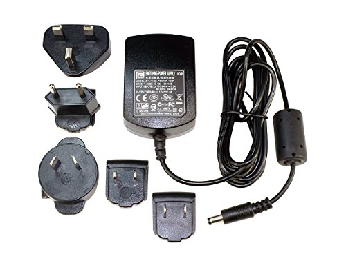 Genuine PHIHONG PSA18R-120P 12 VDC 1.5A (18W) Wall Adapter Power Supply with US + EU + UK + AU Plugs, Ferrite Bead Choke & 2.1mm Straight Barrel Connector