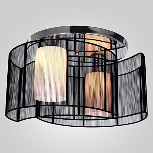 ZERO2ONE Black Semi Flush Mount with 2 Lights, Mini Style Chandeliers Modern Ceiling Light Fixture for Hallway, Dining Room, Living Room