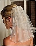 Shixi Marriage Women's 1 Tier Ivory Wedding Veil with Sequins