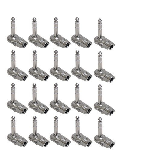 GLS Audio 1/4Inch Right Angle Plugs TRS Stereo Flat Low Profile Pancake Style for Speaker Cables, Patch Cables, Snakes  Male 1/4 Inch Phono 6.3mm Phone Plug Bulk  20 PACK Picture
