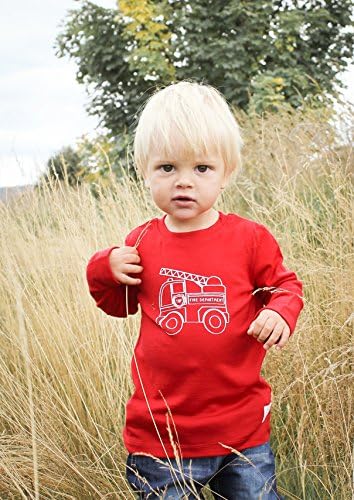 Three Bags Full Little Boys' Merino Wool Printed Fire Engine Top 4 years Red