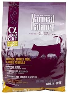 NATURAL BALANCE 236633 4-Pack Alpha Cat Chicken, Turkey and Duck Dry Cat Food, 5-Pound NATURAL BALANCE 236633 4-Pack Alpha Cat Chicken, Turkey and Duck Dry Cat Food, 5-Pound