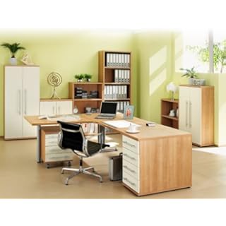 10-teiliges Arbeitszimmer-Komplett-Set (Noce-Elfenbein)