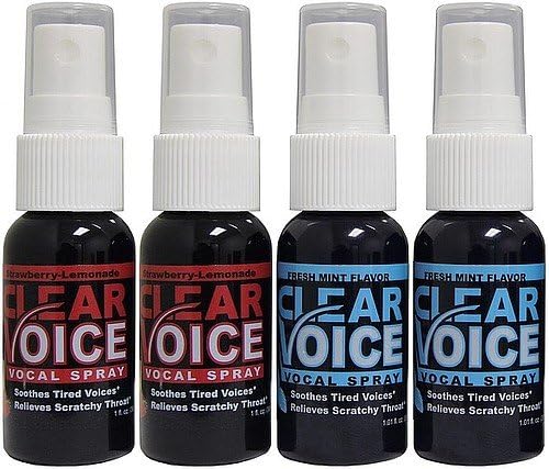 Clear Voice Vocal Spray Fresh Mint Strawberry-Lemonade 1 fl. oz. Bottles 4 Pack