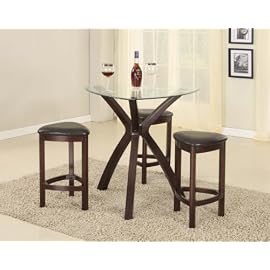 4PC Triangle Solid Wood Bar Table and Stools Set