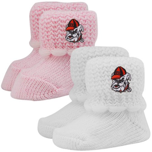Georgia Bulldogs Infant Pink-White 2-Pack Non Kick-Off Booties (0-6 Months)