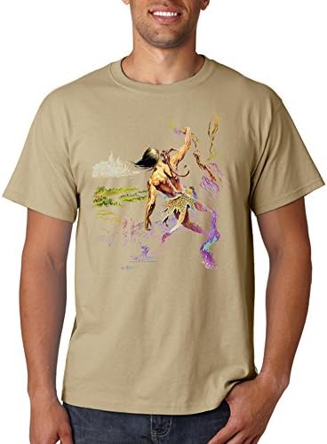 Famous Monsters Mens TARZAN: LOST EMPIRE by Frank Frazetta T-SHIRT Medium Tan