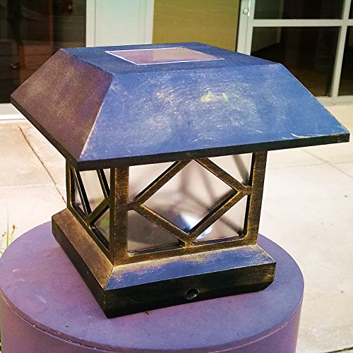 4Pack 5 Post Sizes Mountable Rusty Copper Finish Vinyl Bright Sturdy and Big Solar Post Cap Lights Sogrand Solar Lights