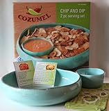 Blue Chip & Dip 2 Piece Serving Bowl Set, Lime Kitchen Towel, Merritt's Guacamole and Salsa Recipes Gift Set