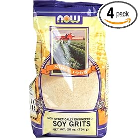 NOW Foods Soy Grits ,  28 Ounce Bags (Pack of 4)