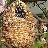 Outdoor Living : oval roosting nesting pocket for birds - made from natural materials - H. 16.5cm, W. 9.5cm, D. 9.5cm