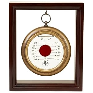 River City Clocks Hanging Galileo Thermometer with Cherry Finished Wood Frame - 9 Inches...