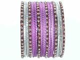 Beachcombers! Ethnic Glass Indian Wedding Bridal Bollywood Bangles Belly Dance Bracelets Set Lavender
