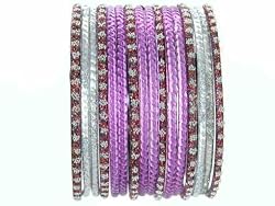 Beachcombers! Ethnic Glass Indian Wedding Bridal Bollywood Bangles Belly Dance Bracelets Set Lavender