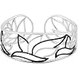 Sterling Silver Black Spinel and Diamond Hinged Cuff Bracelet
