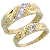 51nzOI0krOL. SL160  14k Gold His (7mm) & Hers (5mm) Diamond Wedding Band Set, w/ 0.15 Carat Brilliant Cut Diamonds, size 6