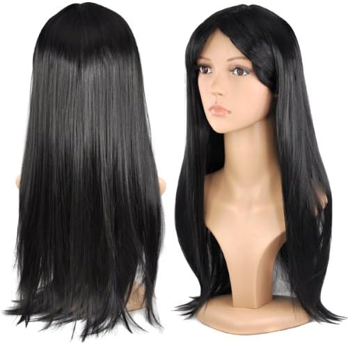 Easyfahion Multicolor Sexy Long Curly & Straight & Rocker Wig (Long Straight+Black)