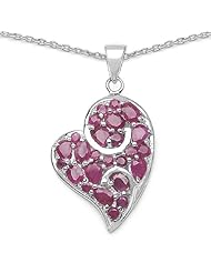 3.09 Carat Genuine Ruby large Floating Heart Slide Simulated Sterling Silver Pendant