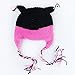 niceEshop(TM) Cute Owls Crochet Knit Wool Toddler Hat With Ear Flap,Black&Roseo